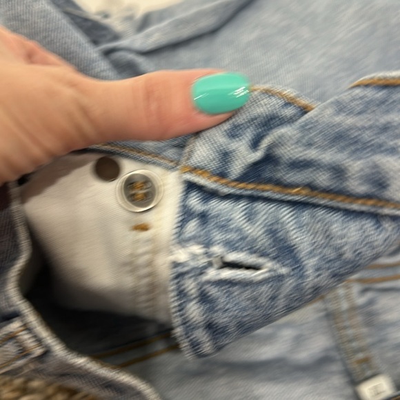 AGOLDE criss cross button fly denim shorts raw hem size 23 - Picture 10 of 14